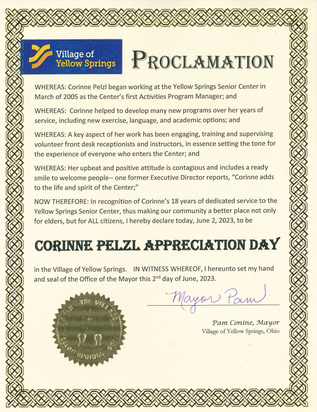 Corinne Pelzl Appreciation Day