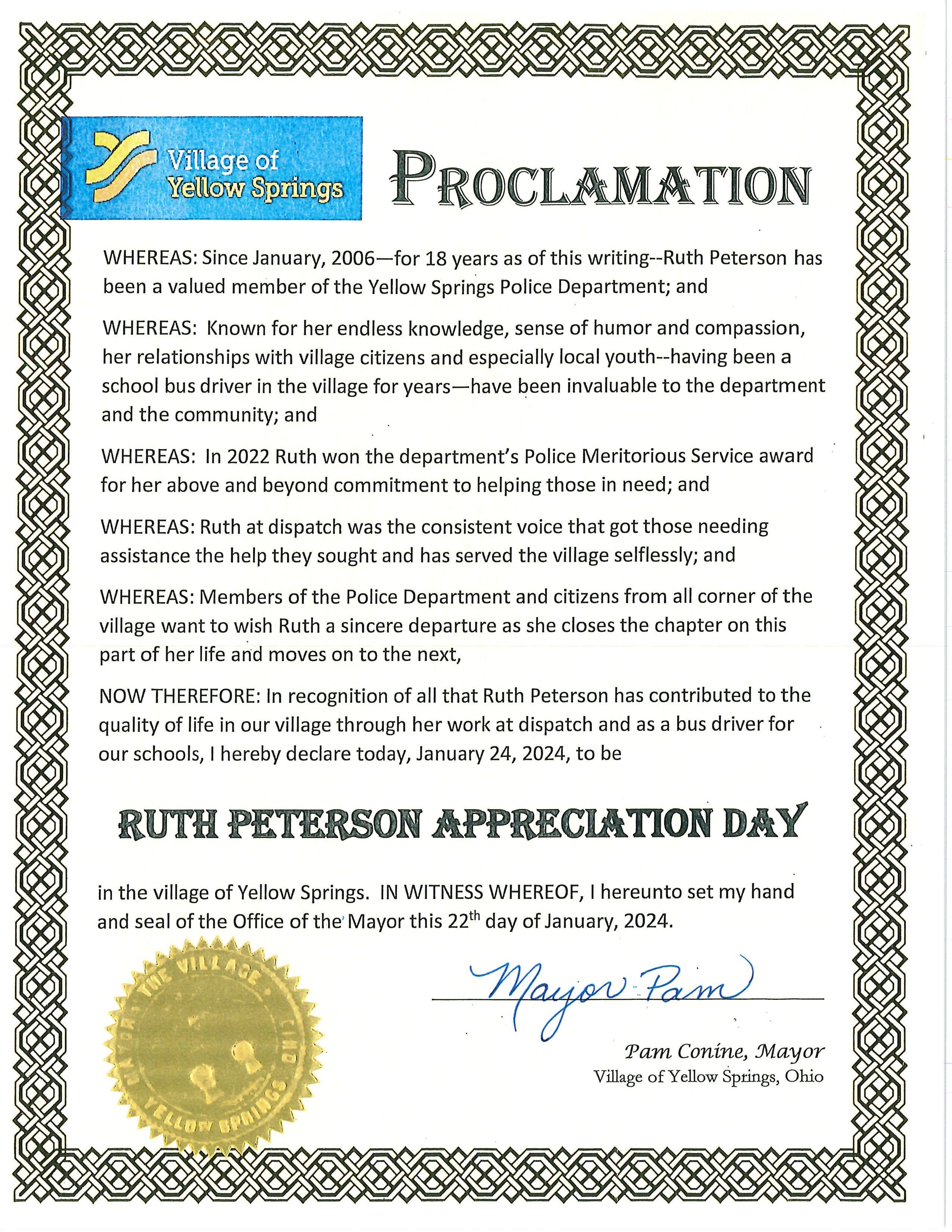 Ruth Peterson Appreciation Day